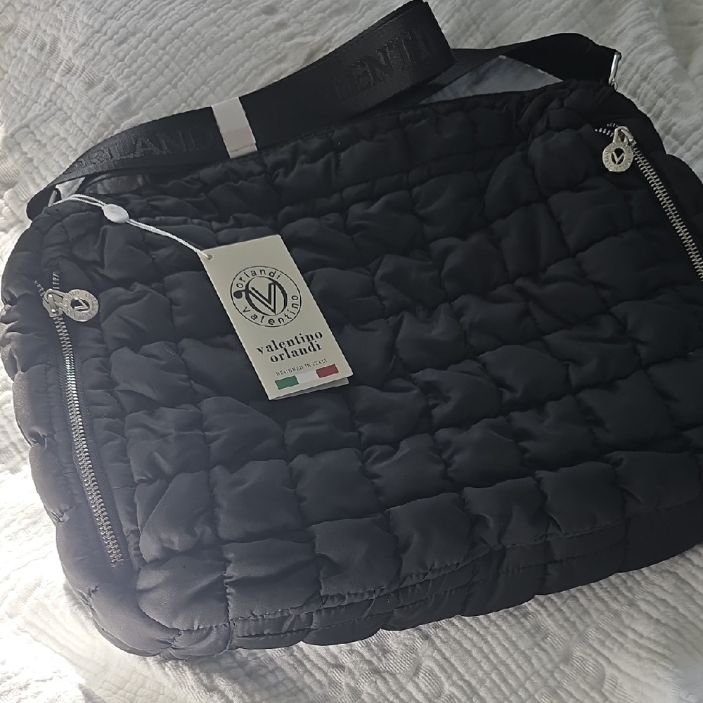 Valentino Black Quilted Messenger Bag